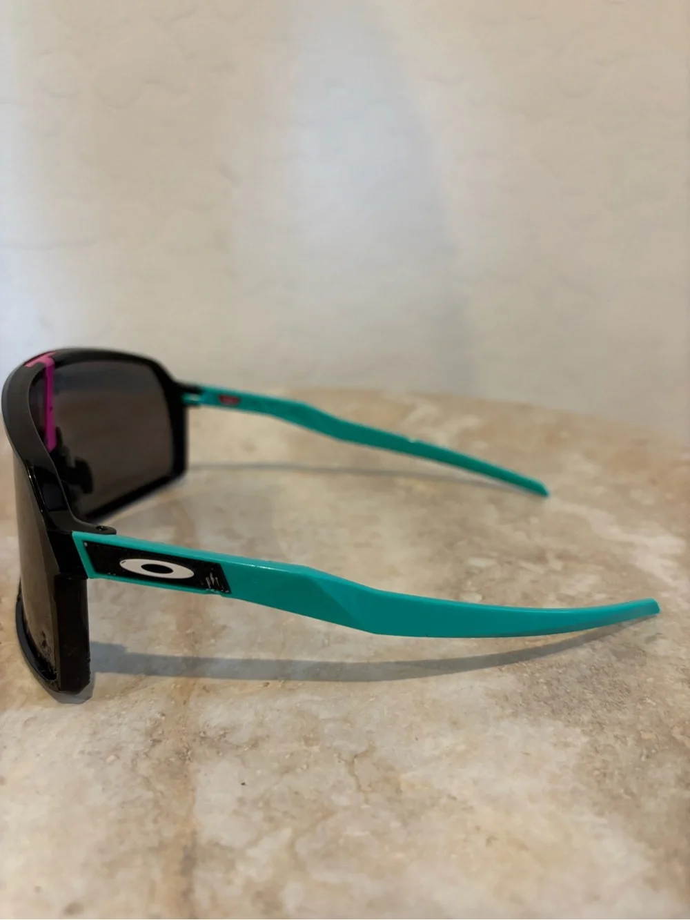 Oakley Sutro Oversized Shield Sunglasses in Black with Teal Temples